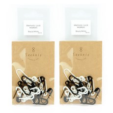 Seeknit 素色迴紋針 4款 各5入, 2套, 白、黑 (06219)