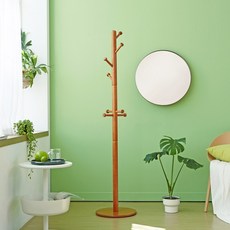 WOODYHOME 邊角設計實木十字型立式衣架掛衣架, 棕色