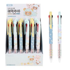 Feelbox 懶懶熊印花3色原子筆 0.7mm 2款 各15入, 黃色，薄荷, 1套