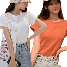 피어니스트 여성용 컬러 기본 반팔 티셔츠 2종 세트