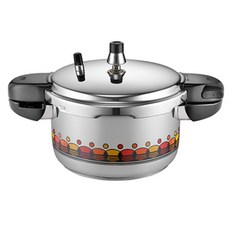 PNPOONGNYUN HIKLAD VIENNA 6人份IH感應圖案印花3層不鏽鋼雙耳壓力鍋, 3.2L, 混色