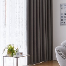 HANS DECO 四層編織頂級四季穿孔式遮光窗簾 + 窗簾綁帶組, 暖灰色