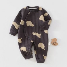 스타도어 유아용 고양이 패턴 누빔 우주복