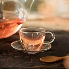 迷你玻璃茶杯碟套組, 1套, 透明色