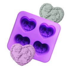 4格人物心形矽膠模具, 隨機發貨