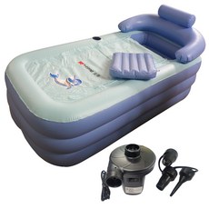 移動式浴缸半身浴缸+充氣器, 藍色（浴）, 1組
