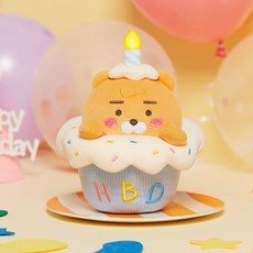 Kakao Friends閃亮蠟燭杯型蛋糕HBD旋律小獅子娃娃靠枕, 混色