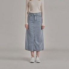 Gembling H型日常休閒後開衩長版牛仔裙