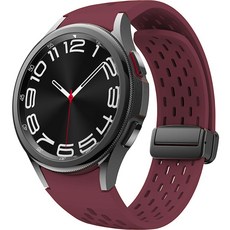 HAMATE Galaxy Watch 多孔 磁吸扣環 矽膠錶帶, 葡萄酒, 1個