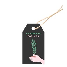 도나앤데코 핸드메이드 001 모디 리프 태그 3.5 x 6.5 cm 100p + 면 끈100p, 블랙, 1세트