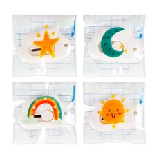 indi.k 自黏彩虹塑膠袋 7 x 7 cm 4種 x 100入組, 星星, 月亮, 彩虹, 太陽, 1套