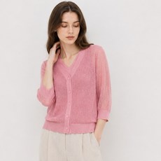 瑪麗本 女款棉混紡鉤針開襟衫 + 針織上衣套裝
