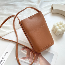 Daviglow 皮革日常手機迷你斜背包, 棕色