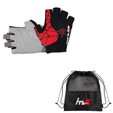 NAYA STYLE 自行車半指手套 2入 + 專用收納袋組 CYYP-51-1PU, 紅色(手套)