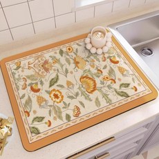 여신 미끄럼 방지 규조토 주방 고급 흡수 속건 식탁매트, 스타일19, 2개, 30 x 50 cm