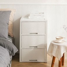 comet 藤編造型抽屜櫃, 3層, 白色