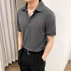 남성용 홀리온 머슬핏 카라 반팔 티셔츠