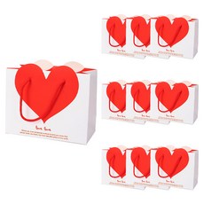 GILGRI 愛心禮物購物袋, 10個, 02紅色