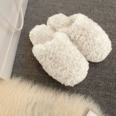 ANTS 奢華毛絨室內拖鞋, 白色, 1組