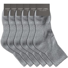 COZY LABEL 男性用運動雙層氣墊中筒襪6雙, 灰色