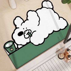 Simpleby 可水洗珪藻土防滑地墊, 刷牙的狗狗