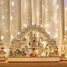 Modern House 發光聖誕木質裝飾動態樹村莊, 聖誕樹拱門, 1個