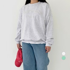 102102 여성용 빅사이즈 톤온톤 자수 오버핏 맨투맨