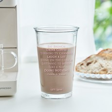 DALPAENGI LIVING Cuisine De Maman英文字母設計強化玻璃杯 390ml, 1個, 粉色