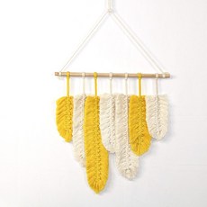 Hanttam工作室 羽毛造型掛毯, 黃白色