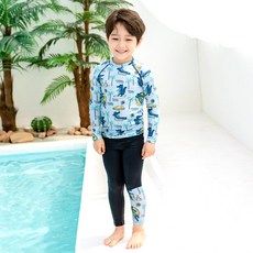 Lala Amang 孩童鱷魚印花防曬泳衣套裝