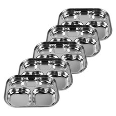 不鏽鋼5格心形分隔餐盤 5入, 單色