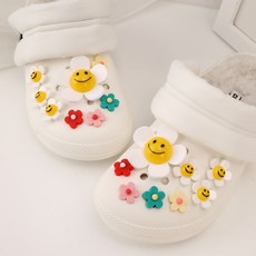 洞洞鞋微笑雛菊造型裝飾鞋扣 16入組