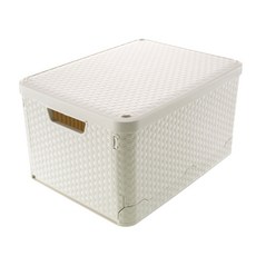 MabelInHome 簡便收納藤編籃 大型, 象牙白