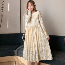 孕婦高腰蕾絲哺乳連身裙