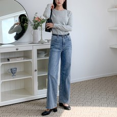 진마니아 여성용 세렌티 워싱 스판 와이드 데님 팬츠 CM2W09