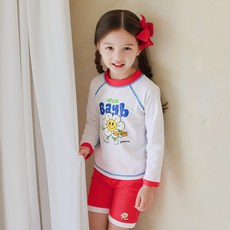 bay-b 兒童蠟筆圖案防磨衣上下身 + 泳帽組