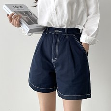 jalbba jean 女款車線四分打褶短褲