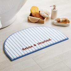 모던하우스 스트라이프 메모리폼 반원 발매트, 블루