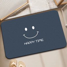 微笑可水洗珪藻土地墊, 藍色, 1個