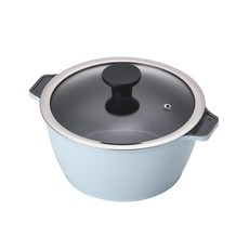 PNPOONGNYUN IH爐適用Maree Daylight系列附蓋雙耳湯鍋, Baby Blue, 20cm, 1個