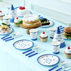 PARTYHAE 警察角色扮演派對餐桌佈置組合 10人份, 1套, 混合顏色