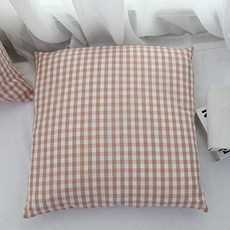 Beau Monde 韓國製造 30支棉 紗染 四季 坐墊套, Pony格紋 珊瑚米色