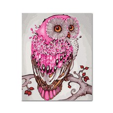 ADICO DIY 鑽石畫 幸運粉紅貓頭鷹 40 x 50 cm BEE02, 混合色
