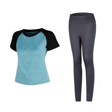 女款時尚瑜伽短袖T恤+內搭褲