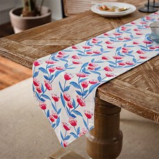 Homeflow 粉色花卉圖案高級家飾桌旗, 30 x 270 cm, 混色, 1個