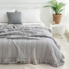 Apoaroom法式雙層荷葉邊床墊, 灰色