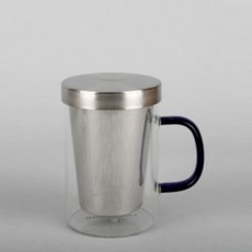 不鏽鋼茶網蓋馬克杯, 藍色, 2個