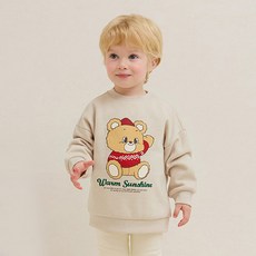 milkmile 溫暖陽光小熊刷毛大學T恤