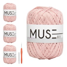 Yarna Muse 編織線 4入 + 毛線用鉤針 5號 + 毛線縫針, 802 淺粉色(線), 隨機出貨(鉤針), 1個