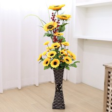 joart 向日葵仿真花鐵製方形花盆擺飾, 多色, 1個